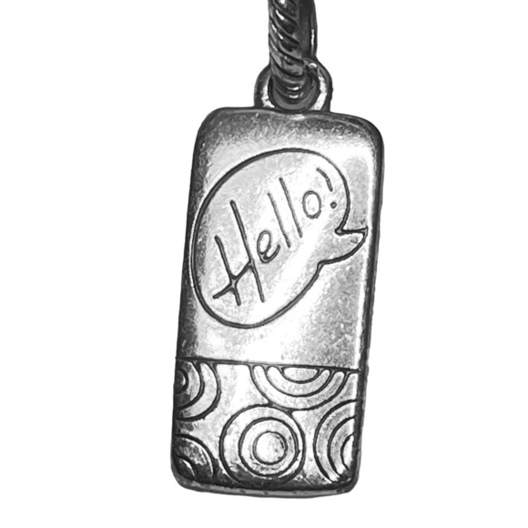 Brighton Retired Hello Cell Phone Charm Silver Plated With Rhinestone - Picture 1 of 2